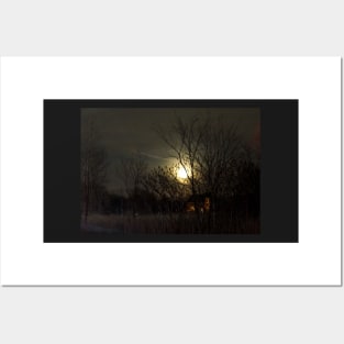 Dark Winter Full Moon Night Posters and Art